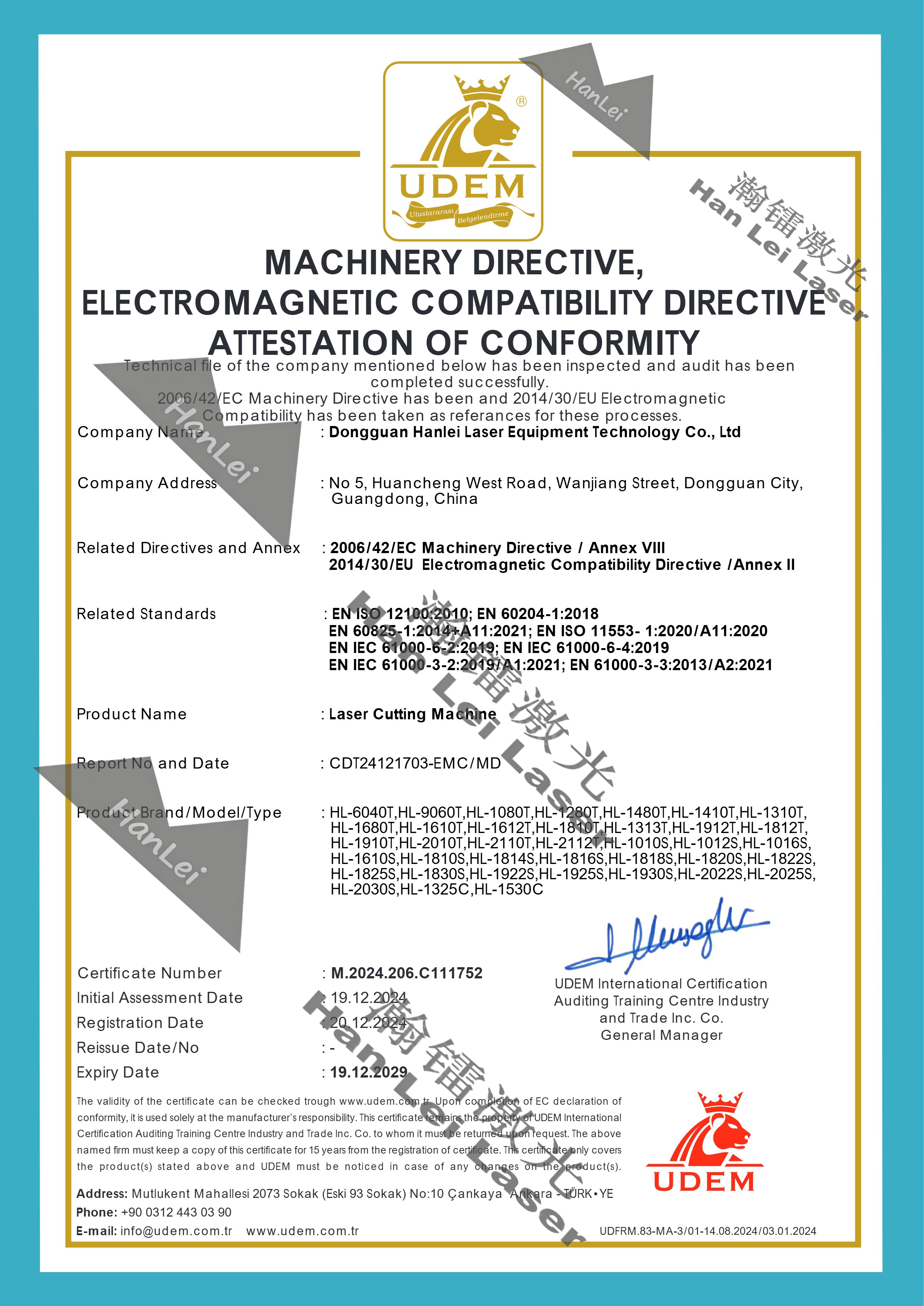 Attestation of Conformity